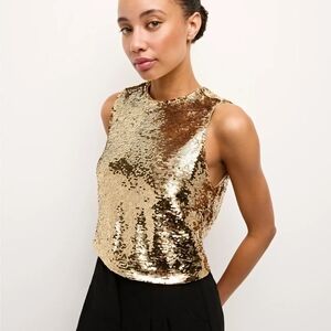 NWT Marie Oliver Davis Gold Sequin Crop Top Size XS
